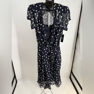 Women J.B.S. Black Polka Dot Dress Lined Stretch size 14W NWT